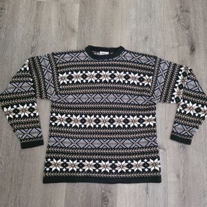 Vintage Nordic Fair Isle Meister Winter Sport Ski Sweater Women's L Wool blend